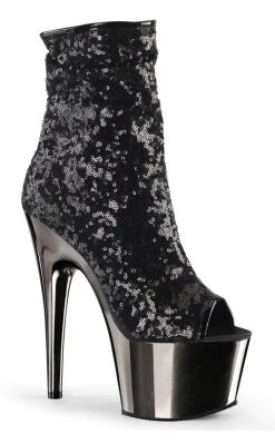 New 🔥 Pleaser ADORE-1008SQ Black / Pewter Ankle 🥾 Boots 🤩