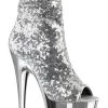 Promo 😍 Pleaser ADORE-1008SQ Silver Ankle 🥾 Boots 🧨