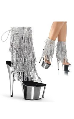 Budget 🌟 Pleaser ADORE-1017RSF Silver Ankle 🥾 Boots 🎁