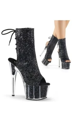 Cheapest ✨ Pleaser ADORE-1018G Black Glitter Ankle 🥾 Boots ✨