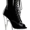 Outlet 👏 Pleaser ADORE-1021 Black Patent & Clear Ankle 🥾 Boots 😍