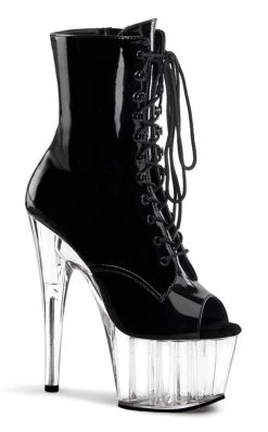 Outlet 👏 Pleaser ADORE-1021 Black Patent & Clear Ankle 🥾 Boots 😍