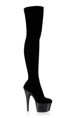 Outlet 🧨 Pleaser ADORE-3002 Black Velvet Thigh High 🥾 Boots 🎉