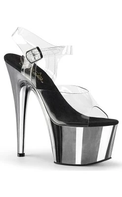 Cheapest 😀 Pleaser ADORE-708 Clear & Silver Chrome 👠 Heels 😉