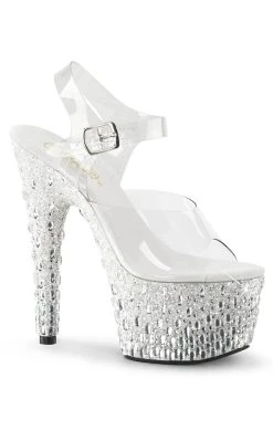 Flash Sale 🧨 Pleaser ADORE-708MR-5 Clear Silver 👠 Heels 👏