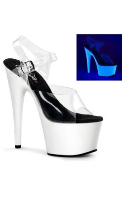 Best deal 😉 Pleaser ADORE-708UV Clear & Neon White 👠 Heels 👏