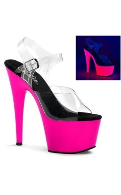 Promo 🥰 Pleaser ADORE-708UV Clr/Neon Pink 👠 Heels 🛒