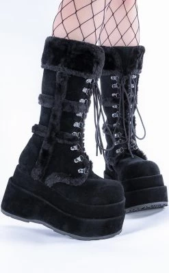 Best Pirce 🎉 Demonia BEAR-202 Black Suede Knee-High 🥾 Boots 🔥 -gothic-alternative-shoes Shop BEAR 202 Black Suede Knee High Boots Demonia 3 98d358ec 17d5 49e7 900c b2b7064f1a66 650x