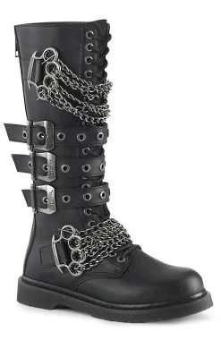 Promo ⭐ Demonia BOLT-450 Black Knee High Buckle 🥾 Boots 🛒
