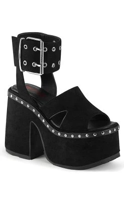 Flash Sale 🎉 Demonia CAMEL-102 Black Vegan Suede Platform Slides ⭐