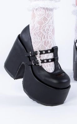 Best deal 🥰 Demonia CAMEL-55 Black Matte Batty Mary Janes 🤩