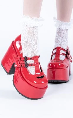 Hot Sale 💯 Demonia CAMEL-55 Red Patent Batty Mary Janes ⌛