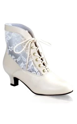 New 🔥 Funtasma DAME-05 Ivory Pu-Lace 🥾 Boots ⌛