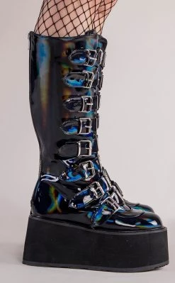 Flash Sale 🧨 Demonia DAMNED-318 Black Holographic 🥾 Boots ❤️ -gothic-alternative-shoes Shop DAMNED 318 Black Holographic Boots Demonia 3 650x