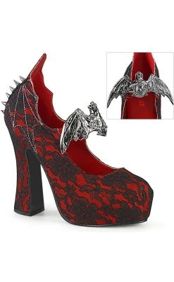 Best reviews of ⌛ Demonia DEMON-18 Red Lace Mary Jane 👠 Heels ⭐