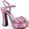 Budget 🎉 Demonia DOLLY-09 Pink Holographic Mary Jane 👠 Heels 🥰