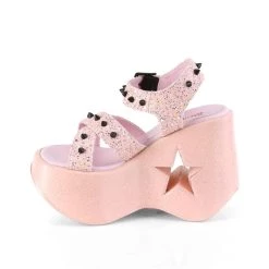 Buy 😍 Demonia DYNAMITE-02 Baby Pink Glitter Wedge 👠 Heels 🤩 -gothic-alternative-shoes Shop DYNAMITE 02 Baby Pink Glitter Wedge Heels Demonia 3 1200x