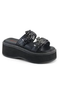 Wholesale 😀 Demonia EMILY-100 Black Slide 🩴 Sandals 🛒