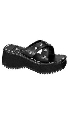 Discount 🤩 Demonia FLIP-05 Black Platform Slide 🩴 Sandals ✔️