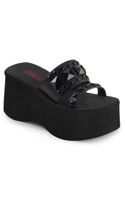 Coupon 🎉 Demonia FUNN-18 Black Platform Slide 🩴 Sandals 🤩