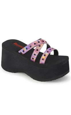 Top 10 🛒 Demonia FUNN-19 Pink Holographic Platform Slide 🩴 Sandals 🌟