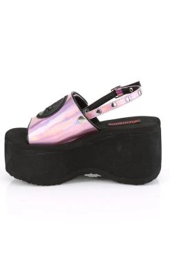 New ⌛ Demonia FUNN-32 Pink Holographic Platform Slide 🩴 Sandals 🛒 -gothic-alternative-shoes Shop FUNN 32 Pink Holographic Platform Slide Sandals Demonia 3 650x