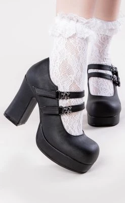 Wholesale π Demonia GOTHIKA-09 Black Vegan Leather Mary Jane π Heels π