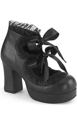 New 🔥 Demonia GOTHIKA-53 Black Frilly Mary Jane 👠 Heels 🎁