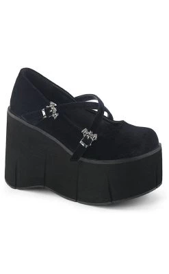 Budget ❤️ Demonia KERA-10 Black Velvet Platform Mary Janes ⌛