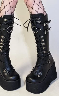 Buy 🎁 Demonia KERA-200 Black Knee High Platform 🥾 Boots 😍