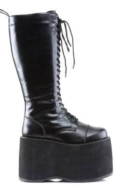 Best reviews of 🔔 Demonia MEGA-602 Black Vegan Leather Knee High Platform 🥾 Boots 🌟 -gothic-alternative-shoes Shop MEGA 602 Black Vegan Leather Knee High Platform Boots Demonia 5 650x