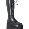 Best reviews of 🔔 Demonia MEGA-602 Black Vegan Leather Knee High Platform 🥾 Boots 🌟
