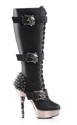 Budget ✔️ Demonia MUERTO-2028 Black & Pewter Skull Knee High 🥾 Boots 💯 -gothic-alternative-shoes Shop MUERTO 2028 Black Pewter Skull Knee High Boots Demonia 5 650x