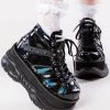 Top 10 👍 Demonia NEPTUNE-100 Black Holographic Platform 👟 Sneaker Ankle 🥾 Boots ❤️