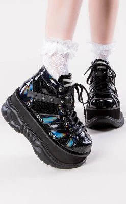 Top 10 π Demonia NEPTUNE-100 Black Holographic Platform π Sneaker Ankle π₯Ύ Boots β€οΈ