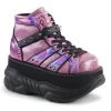 Cheapest ✔️ Demonia NEPTUNE-100 Pink Holographic Platform 👟 Sneaker Ankle 🥾 Boots 👏