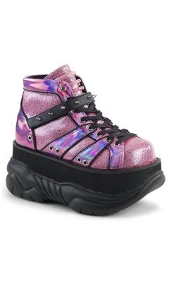 Cheapest ✔️ Demonia NEPTUNE-100 Pink Holographic Platform 👟 Sneaker Ankle 🥾 Boots 👏