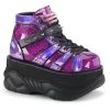 Wholesale 🤩 Demonia NEPTUNE-100 Purple Holographic Platform 👟 Sneaker Ankle 🥾 Boots 🌟