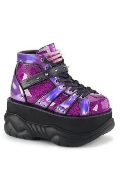 Wholesale 🤩 Demonia NEPTUNE-100 Purple Holographic Platform 👟 Sneaker Ankle 🥾 Boots 🌟
