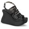 Budget 😉 Demonia PACE-33 Black Vegan Leather Wedge 🩴 Sandals 🛒
