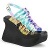 Coupon 🔥 Demonia PACE-33 Transparent Holographic Vegan Wedge 🩴 Sandals 😉