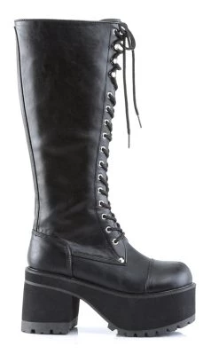 Cheapest 🌟 Demonia RANGER-302 Black Vegan Leather Platform Knee High 🥾 Boots 👏 -gothic-alternative-shoes Shop RANGER 302 Black Vegan Leather Platform Knee High Boots Demonia 5 650x