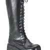 Cheapest 🌟 Demonia RANGER-302 Black Vegan Leather Platform Knee High 🥾 Boots 👏