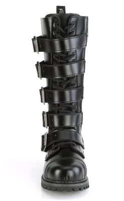 Best deal 🔔 Demonia RIOT-18BK Black Leather Knee High Combat 🥾 Boots 😉 -gothic-alternative-shoes Shop RIOT 18BK Black Leather Knee High Combat Boots Demonia 3 650x