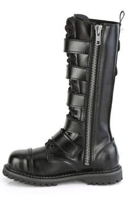 Best deal 🔔 Demonia RIOT-18BK Black Leather Knee High Combat 🥾 Boots 😉 -gothic-alternative-shoes Shop RIOT 18BK Black Leather Knee High Combat Boots Demonia 4 650x