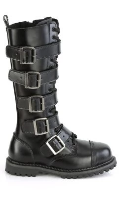 Best deal 🔔 Demonia RIOT-18BK Black Leather Knee High Combat 🥾 Boots 😉 -gothic-alternative-shoes Shop RIOT 18BK Black Leather Knee High Combat Boots Demonia 6 650x