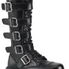 Best deal 🔔 Demonia RIOT-18BK Black Leather Knee High Combat 🥾 Boots 😉