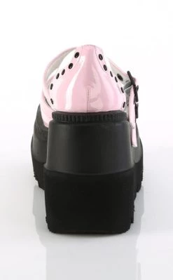 Best Pirce 🔥 Demonia SHAKER-27 Baby Pink/White Patent Platform Mary Janes 😍 -gothic-alternative-shoes Shop SHAKER 27 Baby PinkWhite Patent Platform Mary Janes Demonia 4 650x