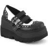 Promo 🔥 Demonia SHAKER-27 Black/White Matte Platform Mary Janes 🎁