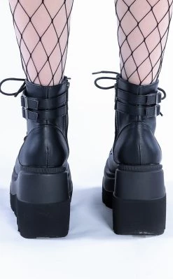 Cheap ✨ Demonia SHAKER-52 Black Vegan Leather Platform Ankle 🥾 Boots 🛒 -gothic-alternative-shoes Shop SHAKER 52 Black Vegan Leather Platform Ankle Boots Demonia 4 650x